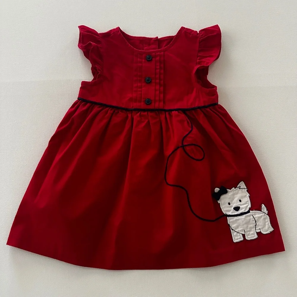 Gymboree 6-12 Months Baby Girl Red Dress Puppy